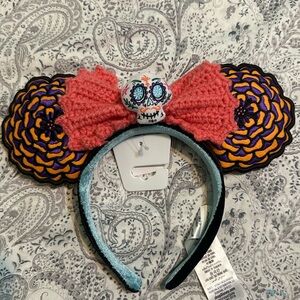 DisneyParks Coco Minnie Ear Headband with Sugar Skull and Coral Bow